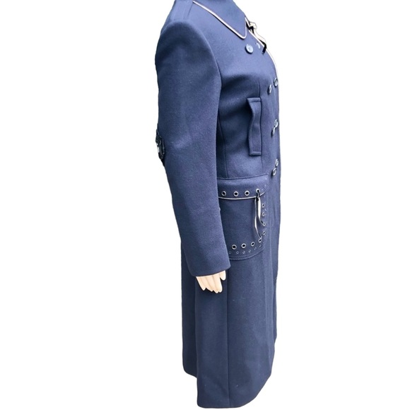 Prada NWTlong dark blue double breasted coat with crystal elbow patches Sz eu 42 - Picture 14 of 16